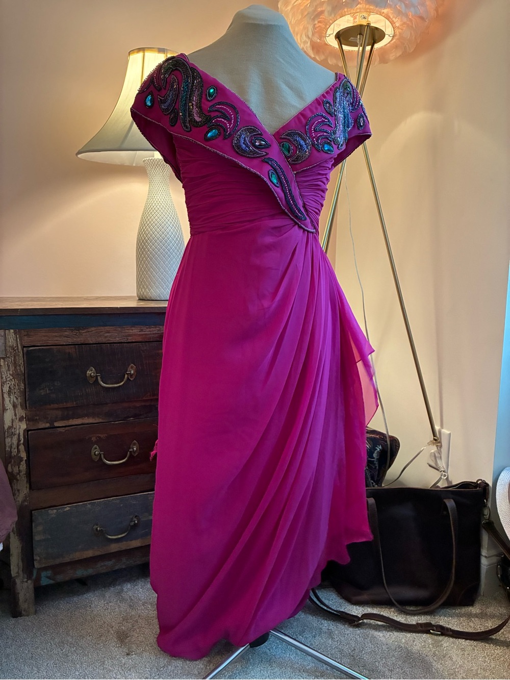 Vintage Artinne Beaded Silk Gown